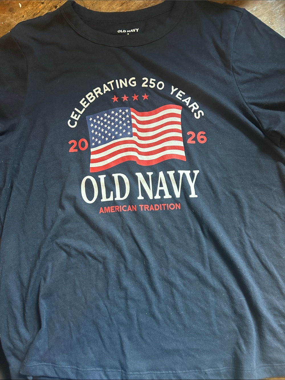 Old Navy Navy Blue Short Sleeve 'Celebrating 250 Years' Flag Graphic Tee